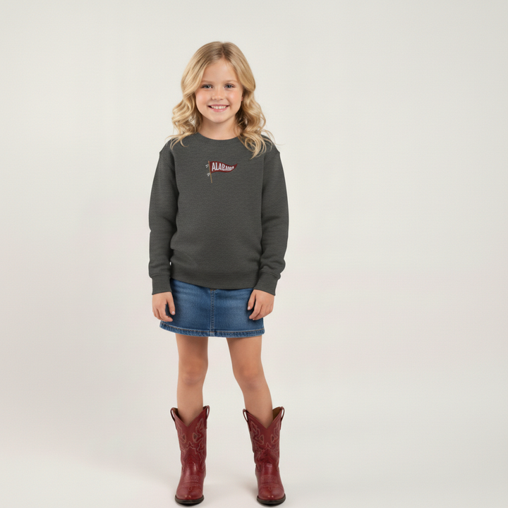 Kids Embroidered "Crimson Pennant" Sweatshirt
